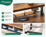 AODK Electric Standing Desk with 2 Drawers & Keyboard Tray and USB & LED Lights, 55inch Rustic Brown, Height Adjustable Desk with Power Outlets & LED Lights, Stand Up Desk with Monitor Shelf AODK