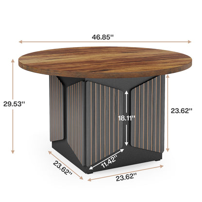 Tribesigns 47" Round Conference Table, Round Multi-Purpose Meeting Table, Reception Negotiation Table for 4, Small Business Training Seminar Table for Office Conference Room (Brown + Black) - WoodArtSupply