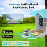 DOCOON Smart Bird Feeder with Camera, 2K HD AI Identify Birds Species, Bird Watching Camera with Solar Panel, Auto Capture Bird Videos & Instant Notifications, Ideal Present for Bird Lover, Blue DOCOON