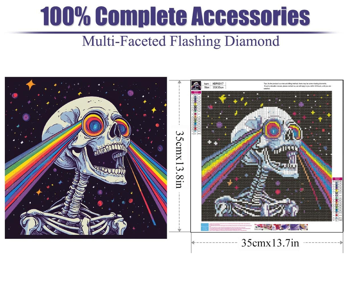 VividMeng Skull Diamond Art Kits for Adults,Rainbow Diamond Painting Kit for Adults,DIY Full Drill Diamond Painting Skull Gem Art and Crafts 13.78x13.78inch VividMeng