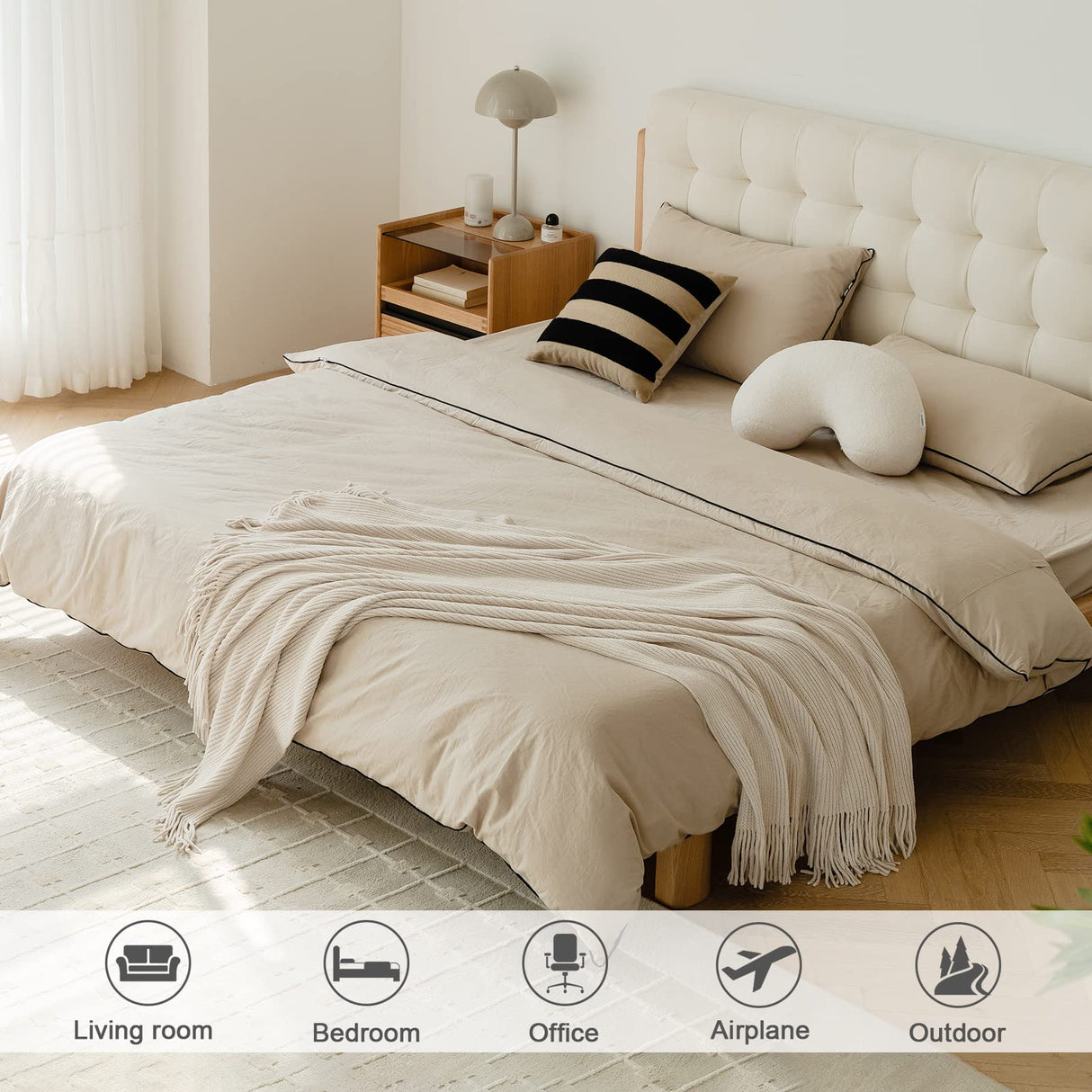 lifein Throw Blanket for Couch, Soft Boho Decor Bed Throw,Cozy White Chenille Knitted Small Farmhouse Lightweight Throw(White/Cream,50 * 60") lifein