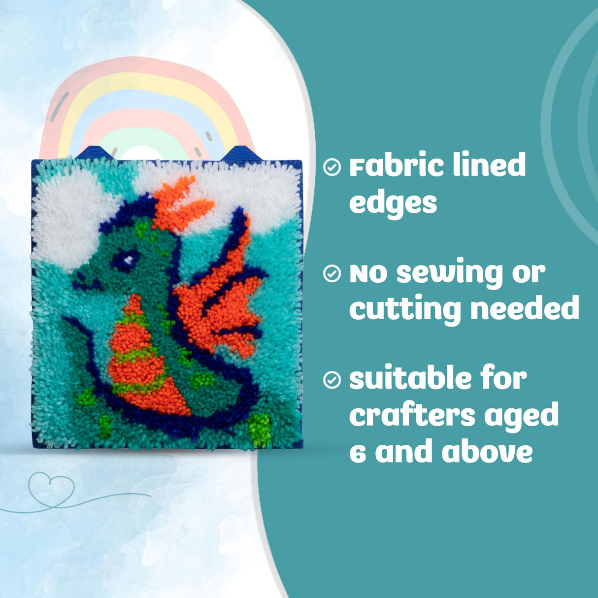 LatchKits Latch Hook Kits for Kids – Kids Crafts, Arts and Crafts, Yarn Art, Wall Hanging & Mini-Rugs, Craft Supplies, Pre-Cut Yarn, Easy to Follow Pattern, Hook Included, Arts & Craft, Ages 6+ LatchKits