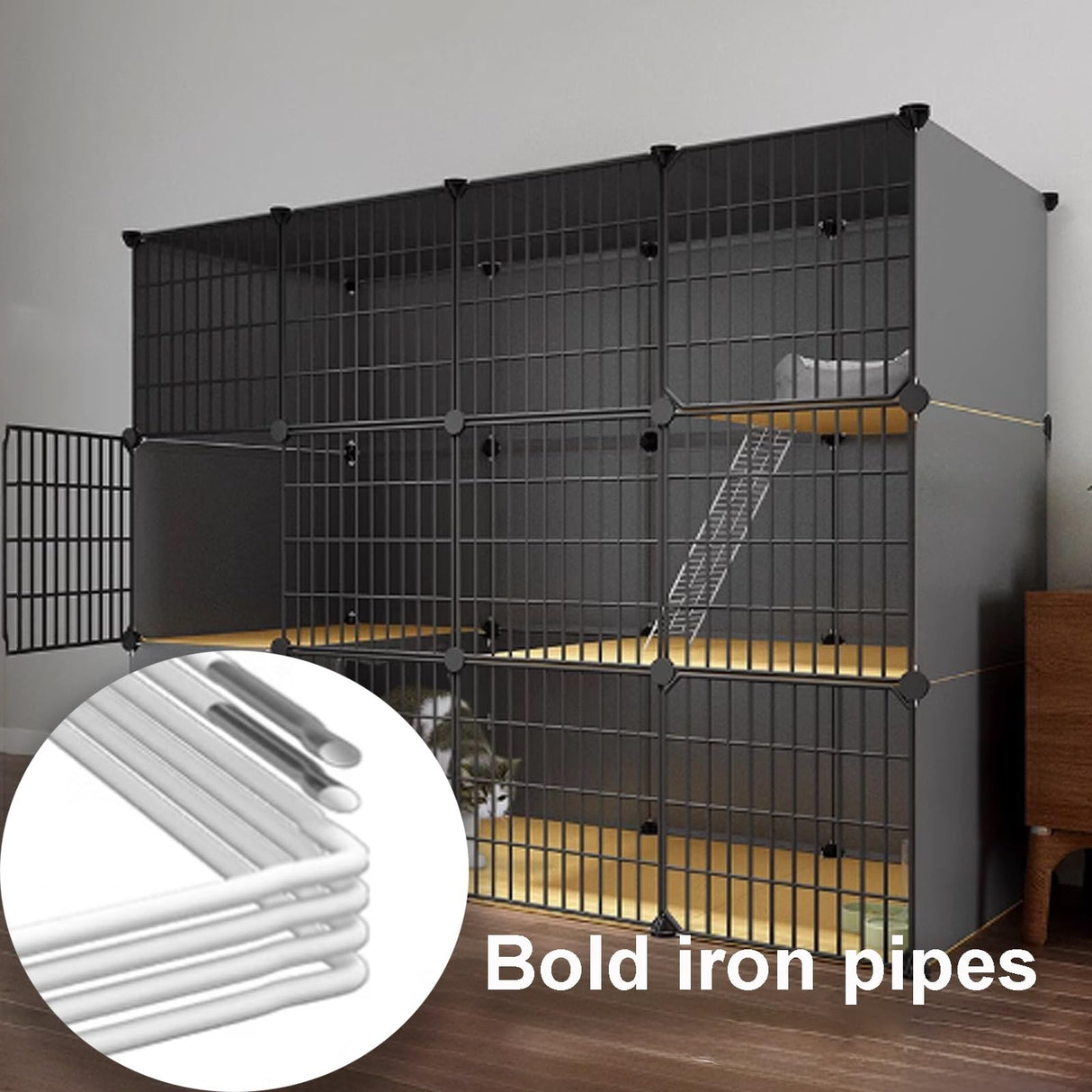 GUQASDV Black Cat Cage, Catio Indoor Cat Enclosure, Enclosed Cat Playpen, Cat House with Enclosed Litter Box Quick Assembly for Ferret, Chinchilla, Small Animals(75x49x111cm) GUQASDV