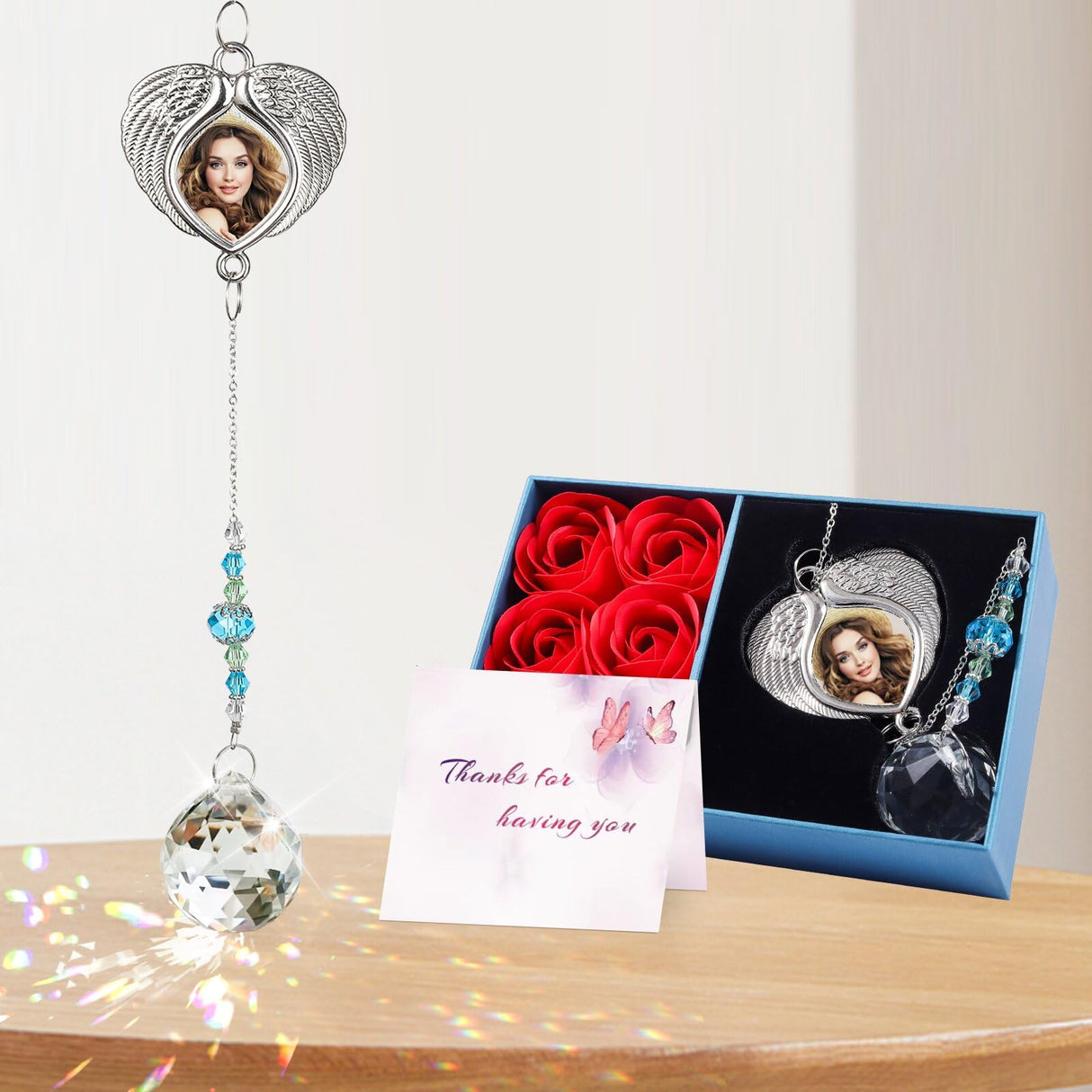 ALLMKPY Memorial Gifts for Lost Loved One Sublimation Photo Ornament Crystal Ball Sun Catcher, in Loving Memory Sympathy Bereavement Grief Funeral Condolence Thanksgiving for Mom Dad Friend ALLMKPY