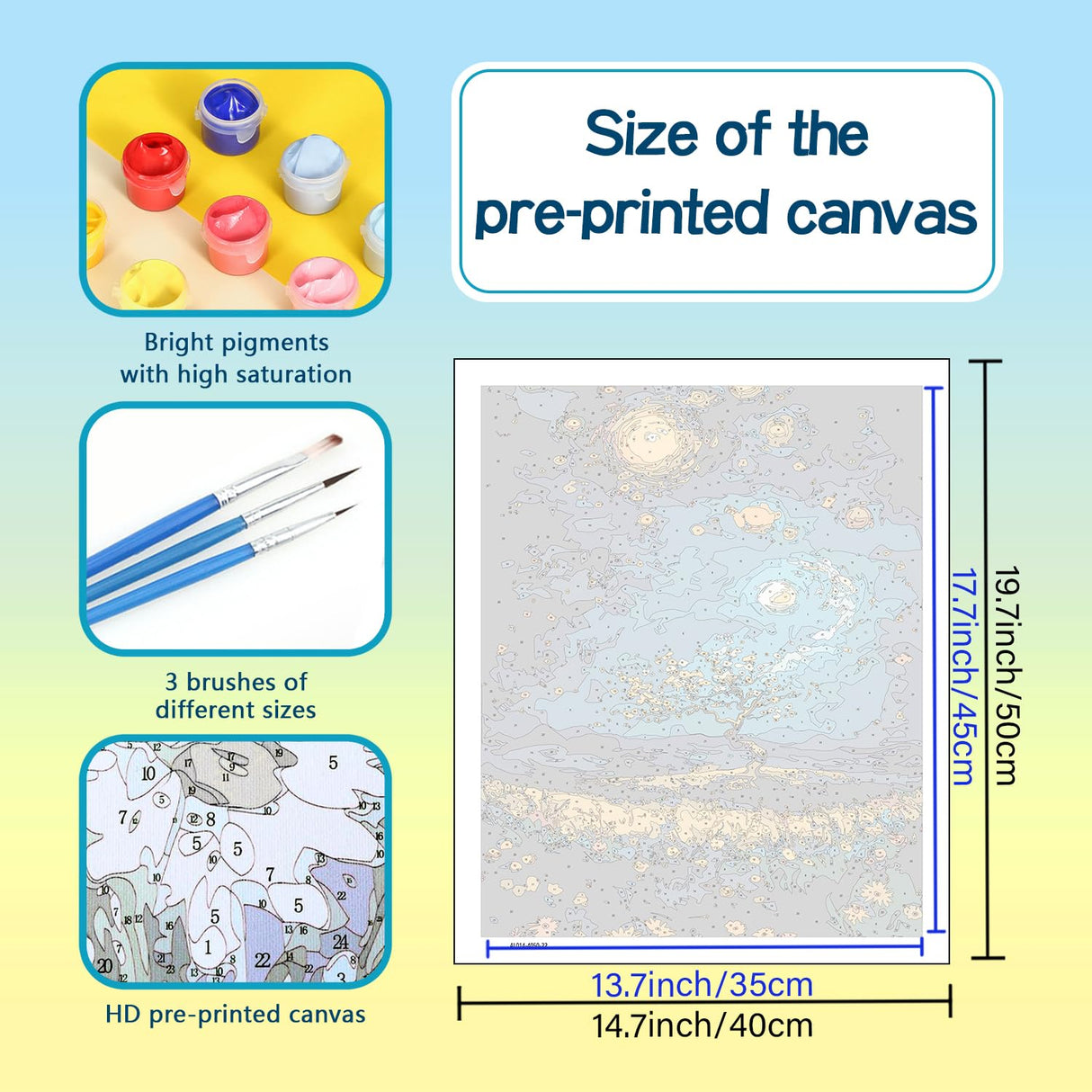 HITIRECOVI Starry Night Adult Paint by Number Kits on Canvas,Paint by Numbers Adults,Moon Paint by Number Canvas for Adults,DlY Acrylic Paint by Numbers Kits for Gifts Home Wall Decor 16x20inch HITIRECOVI