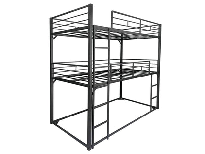 UOCFYK Metal Triple Bunk Bed with Built-in Ladder, Twin Over Twin Over Twin Bunkbeds with Full-Length Guardrail for Kids/Teen/Adults, No Box Spring Needed, Easy Assembly, Black