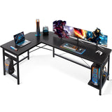 Coleshome 66" L Shaped Gaming Desk, Corner Computer Desk, Sturdy Home Office Computer Table, Writing Desk, Larger Gaming Desk Workstation, Black Coleshome