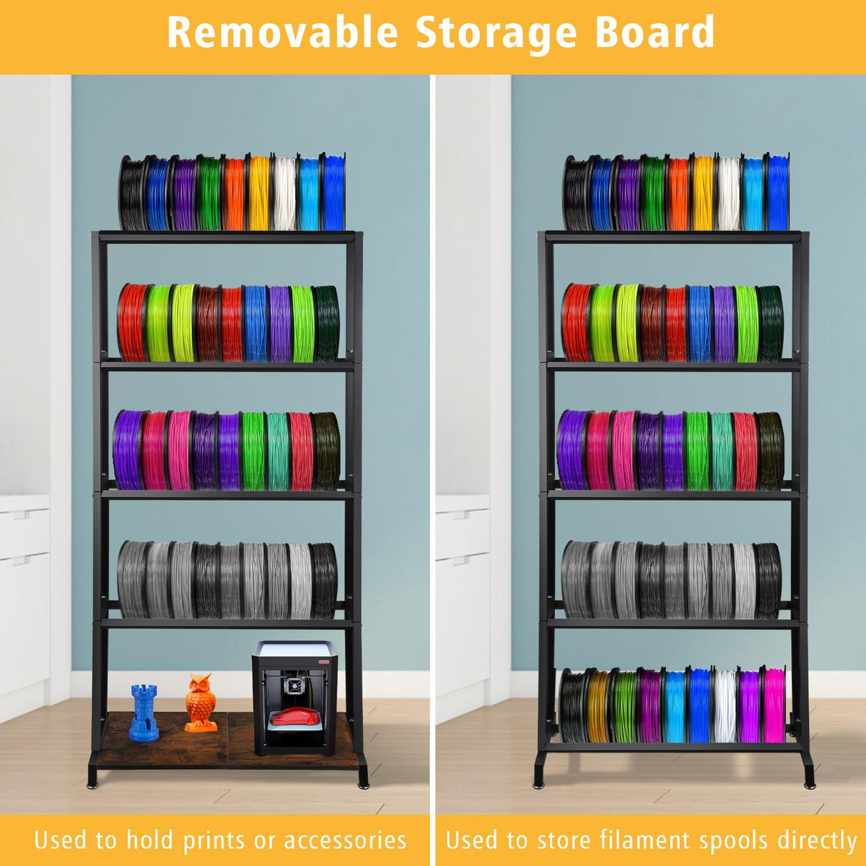 Ormeli 3D Printer Filament Storage Rack, 5-Tier 3D Printing Filament Metal Rack for Filament Spools PLA/ABS/TPU/Nylon, Large Capacity Heavy Duty Filament Spool Holder for 3D Printing Studio, Workshop Ormeli