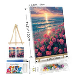 ATDMS Paint by Numbers Kit for Adults with Easel DIY Tulips Adult Paint by Number Kits on Canvas Framed Oil Painting Kits for Wall Hanging Home Room Decor 7.87x11.81 Inch ATDMS