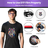 Vintalie DTF Transfer Film – A4 (8.5”x11”)50 Sheets Matte Double Sided DTF film for Epson/Inkjet printers,Heat Transfer Paper for light and dark fabrics,Direct to Film for sublimation Vintalie