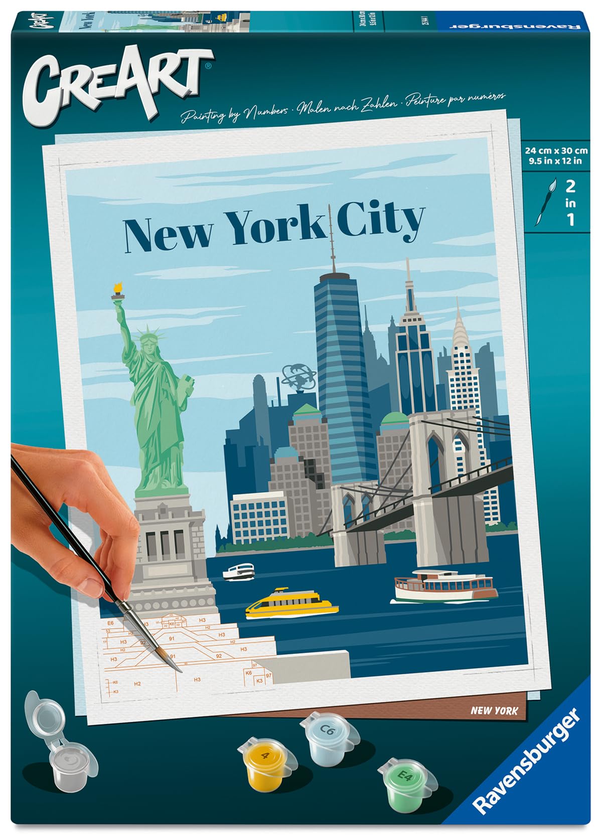 Ravensburger Relax CreArt New York City Paint by Numbers Kit | Perfect DIY Art Gift for Adults, Stress Relief, and Creative Hobby Ravensburger
