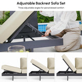 homary 6 Piece Aluminum & Teak Outdoor Sofa Set, Patio Sofa Seat L-Shaped Outdoor Sectional Sofa Set with Adjustable Backrests, Waterproof, Fade Resistant Cushions Ideal for Patios & Balconies,Beige homary