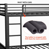 mikibama Queen Over Queen Bunk,Metal Heavy Duty Bunk Beds for Adults,Queen Bunk Bed with Built-in Ladder,Industrial Bunkbeds for Kids,Adult,Small Spaces,Space Saving. (Black, Queen Over Queen) mikibama