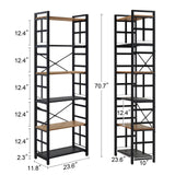 HOMBAZAAR 6-Tier Industrial Bookshelf with Metal Frame in Rustic Brown HOMBAZAAR