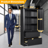 STANI 2 Drawer Lateral File Cabinet - Metal Storage Cabinet with Locking Drawers for Letter/A4 Size Files (Black) STANI