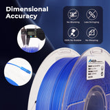 AMOLEN Silk PLA 3D Printer Filament, Dual Color Blue Silver PLA 1.75mm, Shiny Color Change Filament 3D Printing PLA Filament for Most FDM 3D Printer, 1kg Spool(2.2lbs) AMOLEN