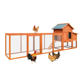 YOPTO 122" Wood Chicken Coop with Nesting Box,Outdoor Chicken Run W/Run&Perch,Wooden Large Hen House W/Ramp&Sliding Trays,Waterproof Poultry Cage W/Sloped Asphalt Roof,for Backyard Farm Use,Natural YOPTO