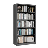 RGGCABINET 5 Tier Metal Bookshelf, 66" Tall Bookcase, Adjustable Book Shelves, Modern Black Book Shelf Storage Shelves for Bedroom, Living Room, Office, Library, Classroom, School RGGCABINET