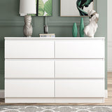 Vibe & Dine White Dresser 6 Drawer, Modern Double Dresser for Bedroom, Wood Chest of Drawers with Wide Storage for Living Room Vibe & Dine