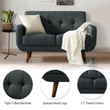 Husbedom 51 Inches Loveseat Sofa, Mid-Century Modern Mini Couch with Tufted Back for Small Living Room, Bedroom,Apartment, Dorm,Track Arms, Wooden Legs, Easy Assembly, Dark Gray Husbedom