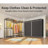VIPEK V5LC Garment Rack Heavy Duty Covered Clothes Racks with Dimmable LED Light 3000K Warm White, Portable Closet Wardrobe Freestanding Clothing Racks for Hanging Clothes, Black Rack with Black Cover VIPEK