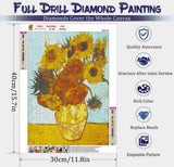 VeGuude Diamond Painting Kits for Adults, 6 Pack Van Gogh Starry Night Diamond Art Kits, 5D Full Drill DIY Crafts for Adults Home Wall Decor Sunflower Irises Café Terrace at Night [12x16in] VeGuude