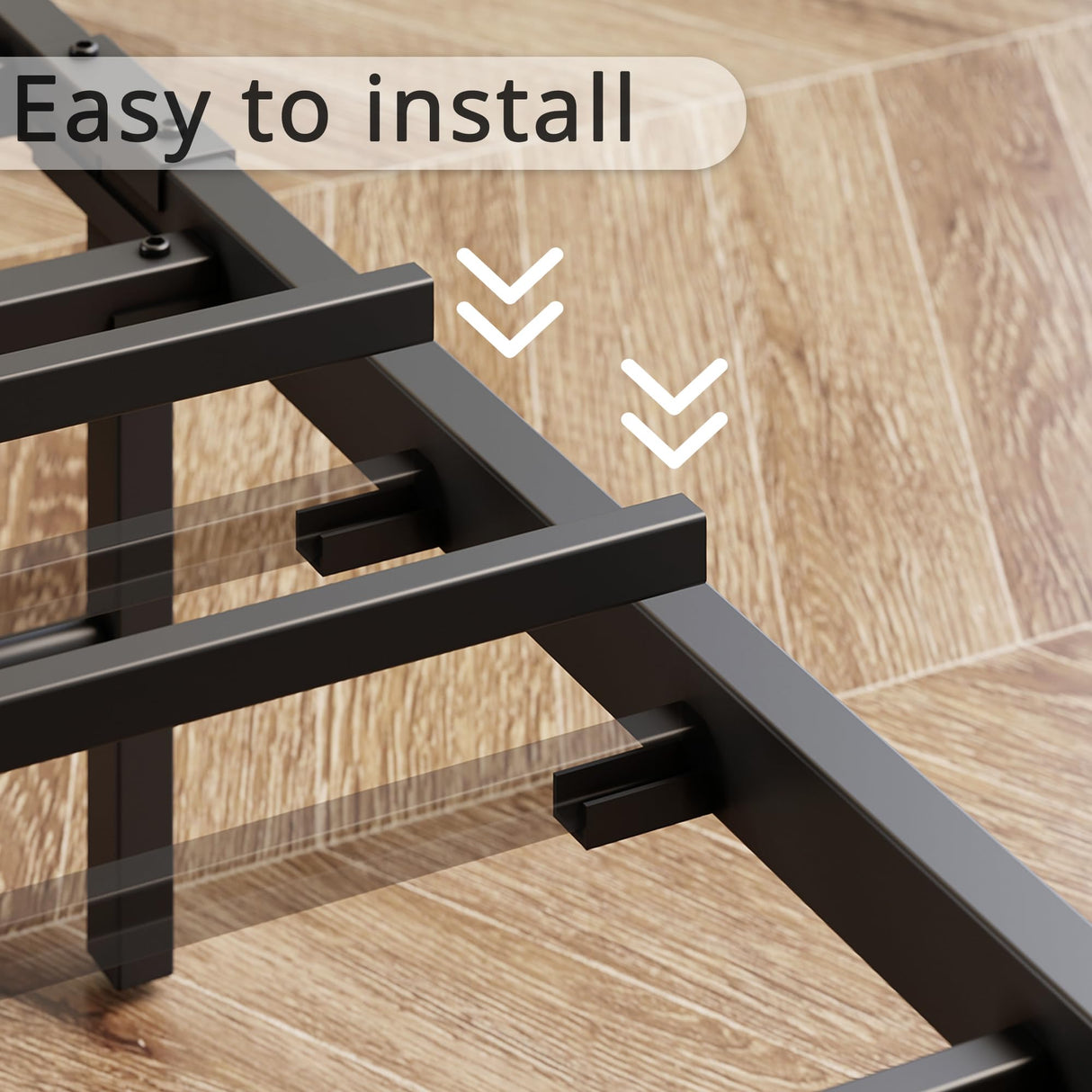 California King Bed Frame with Storage Headboard and Charging Station by LIKIMIO - Vintage Brown and Black LIKIMIO