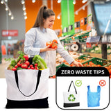 HWJH 6 Pack Canvas Tote Bags with Zipper, Blank Reusable Grocery Bags, Widened Washable Bag With Inner Pocket, Shopping Travel large tote bags for DIY Heat Transfer, Birthday Gifts for Women (Black) HWJH