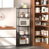 Sakugi Storage Shelves - Set of 2, 5-Tier Metal Shelf Organizer, Space-Saving Garage Shelving with Leveling Feet, Standing Shelves Organizer for Kitchen, Laundry, Pantry (18.4" x 12.6" x 57.4", Black) Sakugi