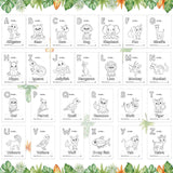 Baby's First ABC Book Baby Shower Activity Keepsake Game, Safari Jungle ABC Coloring Baby Shower Guest Book, Baby's First Alphabet Coloring Book, Alphabet A to Z Coloring Pages hongpar