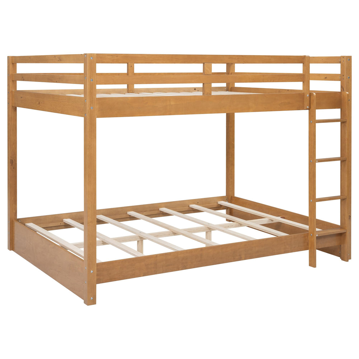 Harper & Bright Designs Queen Over Queen Bunk Bed with Guardrails, Wood Bunk Beds with Ladder, Bunk Bed Frame for Kids, Adults, Teens, Space-Saving, Solid Wood Structure, Natural Harper & Bright Designs