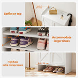 Mericonia Farmhouse Shoe Cabinet with Doors, Modern Large 5-Tier Shoe Storage Cabinet with Adjustable Shelves, Wooden Shoe Organizer for Entryway, Hallway, Closet, Bedroom, Living Room, White Mericonia