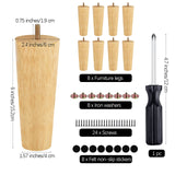 TURSTIN 8 Pieces Furniture Legs 6 Inches Round Solid Wood Furniture Feet Couch Legs Sofa Legs Replacement Legs for Armchair, Cabinet, Chair, Dresser or Home DIY Projects, Natural Wood TURSTIN