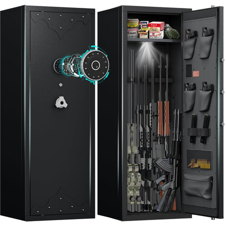 KAER 12-15 Gun Safe,Long Gun Safe for Home Rifle and Pistols, Large Unassembled Rifle Safe with 3 Removable Gun Racks, Digital Gun Cabinet with 4 Pistol Pockets KAER
