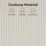 Bestier Queen Bed Frame with Adjustable Headboard, LED Lighting, Vertical Channel Tufted Corduroy Upholstered, Solid Wooden Slats Support, No Box Spring Needed, Never Squeaks, Easy Assembly, Beige Bestier