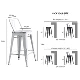 AC Pacific Modern 24” Metal Barstool Set of 2 – Country Rustic Style with Low Back, Lightweight & Sturdy Build, Easy Assembly, Distressed White AC Pacific