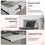 Nuipesn Modern L Shape Reception Desk with Storage – Front Desk Reception Counter with Double-Layer Countertop, Drawer & Open Shelf, for Office, Salon, Retail Store(Maple+White/Right, 71"L*24"W*39"H) Nuipesn