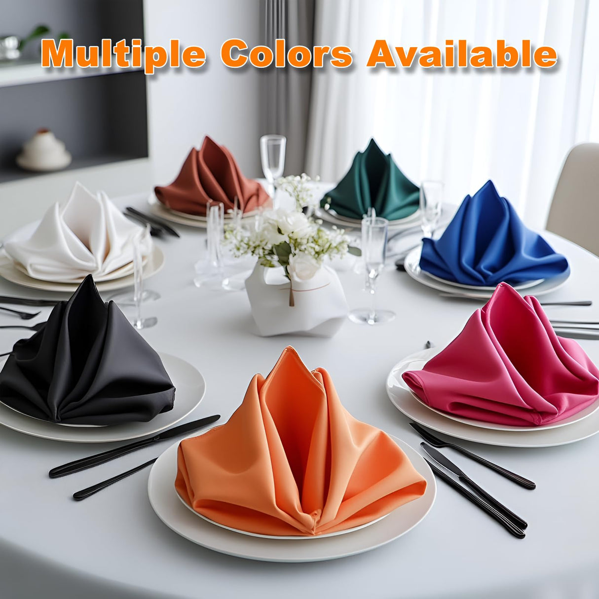 Cieltown White Cloth Napkins 1-Dozen, Solid Washable Fabric Napkins Set of 12, Perfect for Weddings, Parties, Holiday Dinner (17 x 17-Inch, White) Cieltown