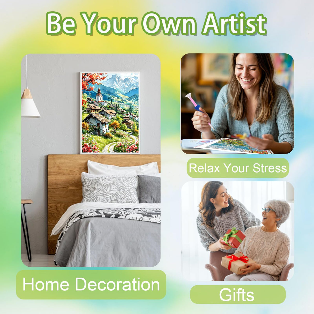 Ycydilirab Landscape Diamond Painting for Adults-5D Diamond Painting,European Town DIY Gem Painting Perfect for Relaxation and Home Wall Decor 12x16inch Ycydilirab