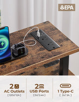 Rolanstar Computer Desk with Power Outlets & LED Light, 39 inch Home Office Desk with 3 Drawers and Storage Shelves, Writing Desk with Monitor Stand, Work Desk for Home Office,Rustic Brown Rolanstar