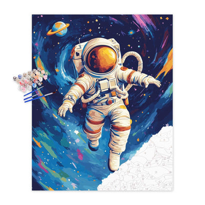 Astronaut Paint by Number, Space Paint by Numbers Kit for Adults, Outer Space Acrylic Painting, Planets Canvas Wall Art, Astronaut Floating Poster for Home Wall Decor - Universe(16x20inch)