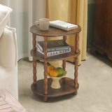 MaxSmeo Side Table, 3-Tier Small End Table, Modern Oval Night Stand Accent Table for Living Room, Bedroom, Rustic Brown MaxSmeo