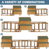 ECOLINEAR Large Chicken Coop with Wheels, Waterproof Outdoor Hen House for 6-8 Chickens, Movable Chicken House with Two Nesting Box, Removable Tray, PVC Cover, Wooden Duck Coop Rabbit Hutch ECOLINEAR