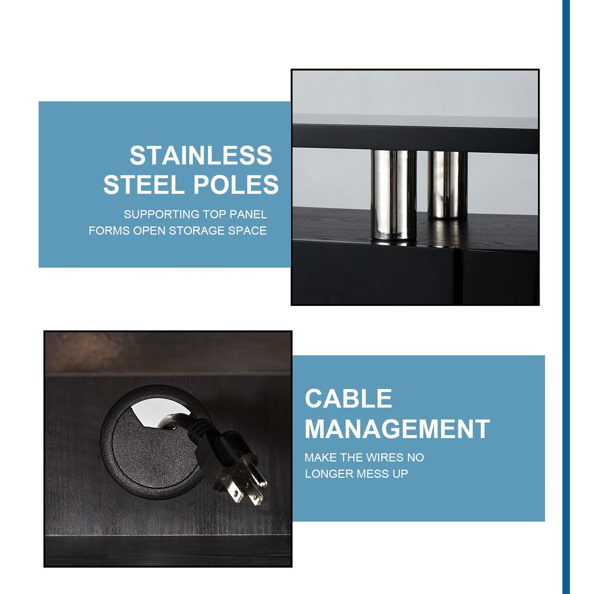 LUXOAK 80" Fireplace TV Stand, Modern High Gloss Finish Media Console with 40" Electric Fireplace, Open Storage Entertainment Center for TVs Up to 90" with LED Lights, Black/White LUXOAK