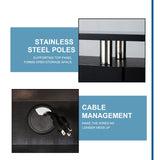 LUXOAK 80" Fireplace TV Stand, Modern High Gloss Finish Media Console with 40" Electric Fireplace, Open Storage Entertainment Center for TVs Up to 90" with LED Lights, Black/White LUXOAK