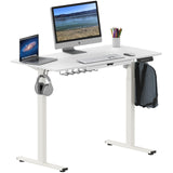 SHW Memory Preset Electric Height Adjustable Standing Desk, 48 x 24 Inches, White SHW