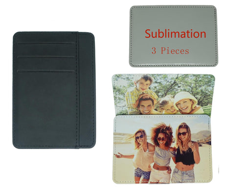 Sublimate Wallet Ultra-thin Card bag Women's wallets Blank Leather Front Pocket Wallet DIY Crafts (Black) WoodArtSupply