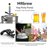 MRbrew Keg Party Pump, American D System Beer Keg Tap Keg Hand Pump 4'' Picnic Pump with Beer Faucet & Beer Hose, Chrome-Plated Keg Draft Beer Party Pump with 2 Hose Clamps Kegerator Pump for Homebrew MRbrew