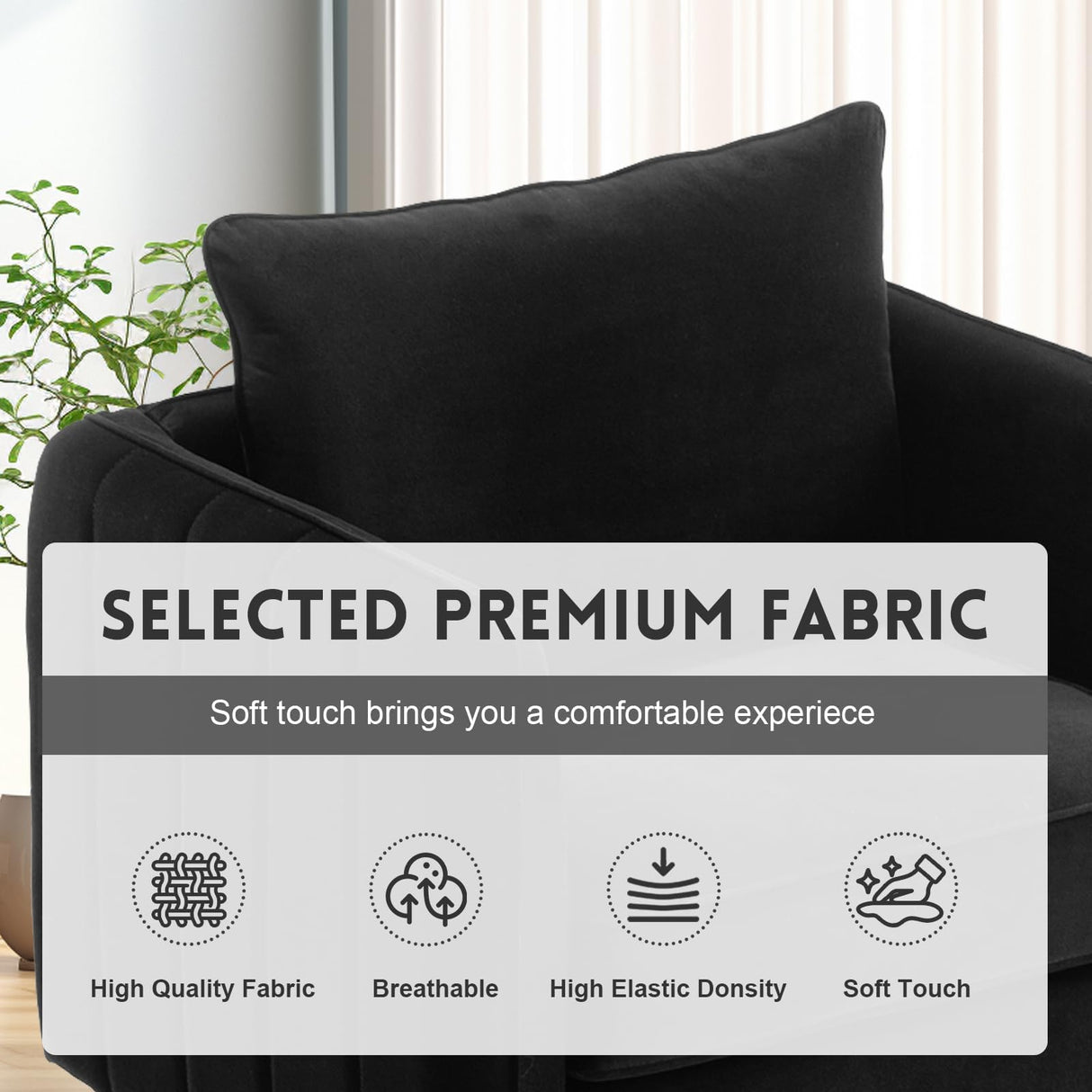 SUHELUFU Modern Black Velvet Accent Chairs, Comfy Upholstered Armchairs with Thick Cushion and Wood Frame for Living Room, Bedroom or Office SUHELUFU