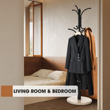 Ulimart Coat Rack Freestanding,12 Hooks Coat Racks with Natural Marble Base & Umbrella Holder,Easy Assembly Coat Rack Stand for Hanging Scarf,Purse,Hats,Jacket(Black) Ulimart